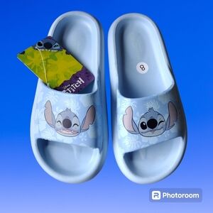 Nwt Disney Stitch Blue Slides Sandals Sz 8